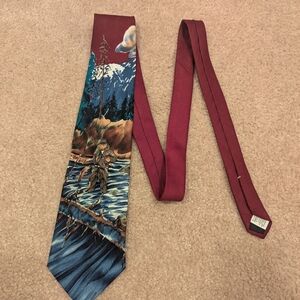 Reed St James Wildlife Fisherman Burgundy and Blue Tie
